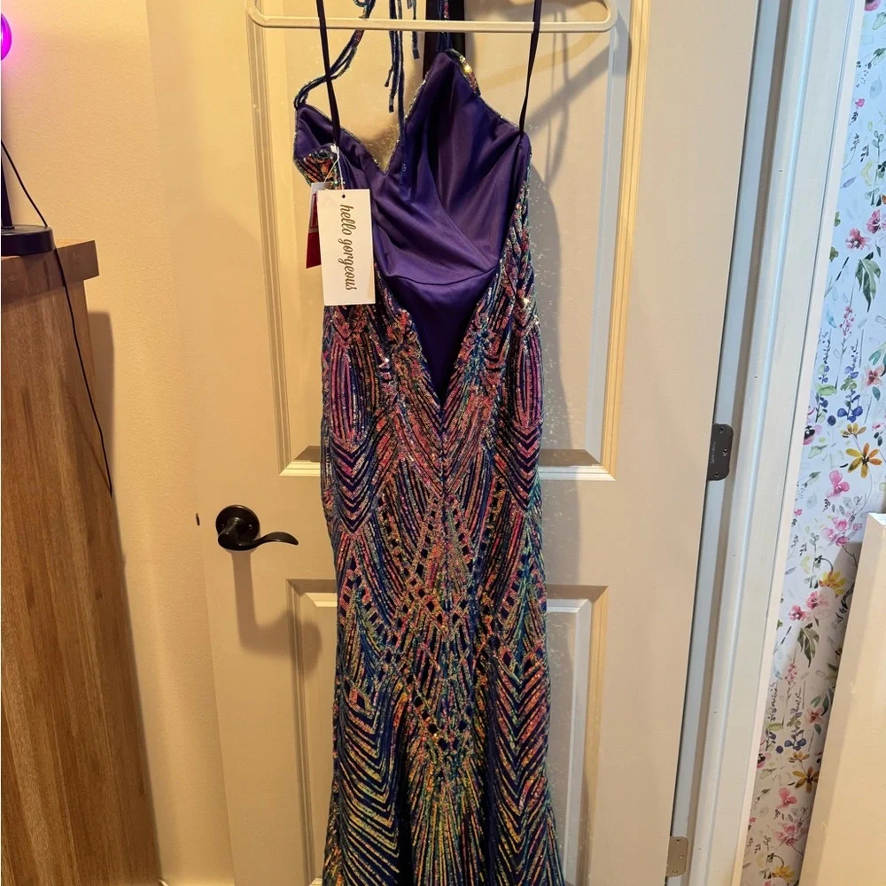 PromGirl Multicolor Sequin Prom Dress - Picture 3 of 5